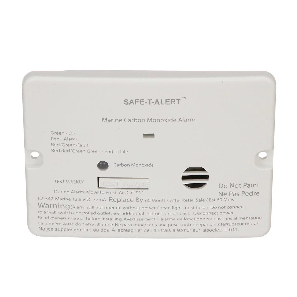 Mount 46361 Series Flush Carbon Seachoice Detector Monoxide 62 White