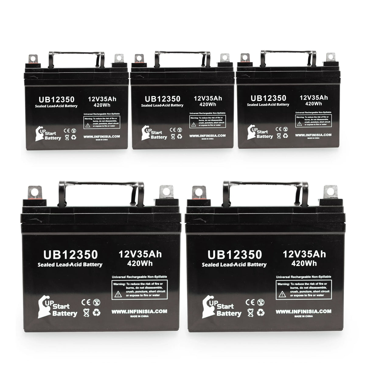 Topaz Replacement AGM, (12V, Compatible SLA) UB12350 35Ah, 35000mAh, Lead L1 850 Battery Sealed Acid - - Battery Pack 5x Terminal, Universal