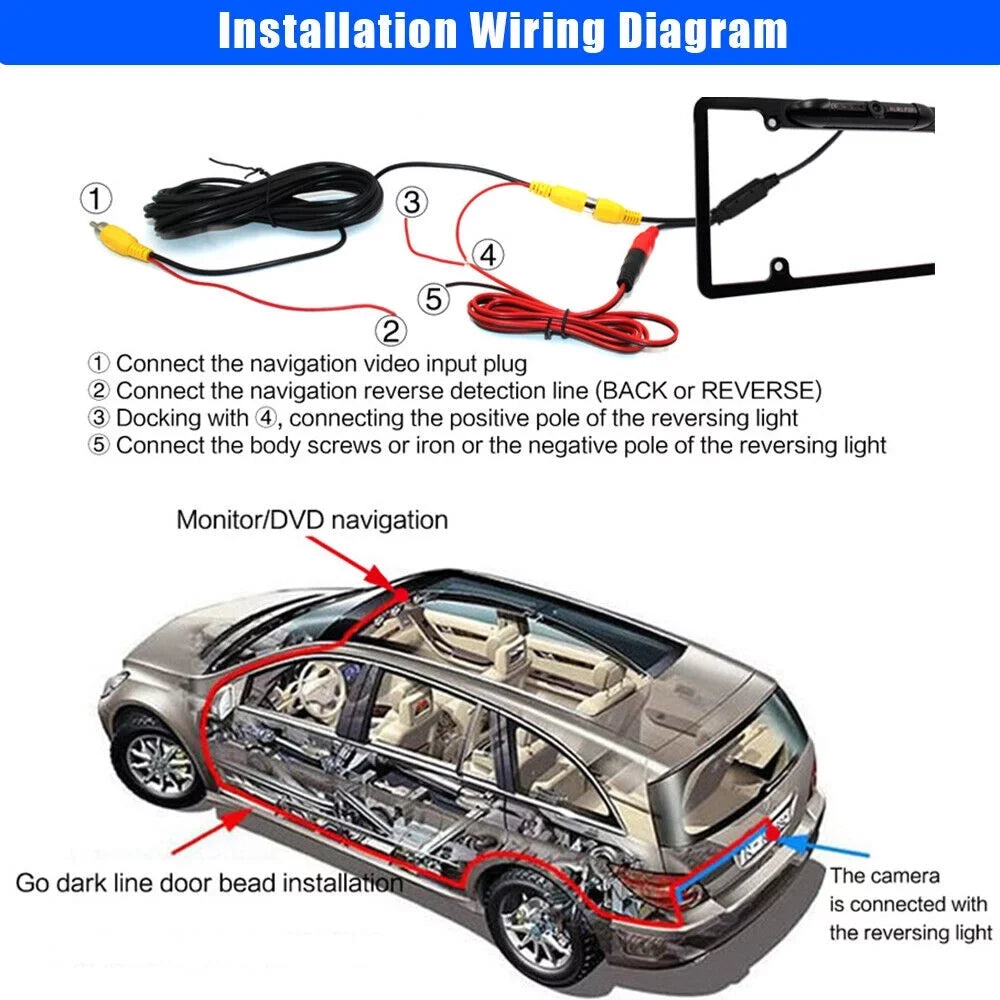 Plate with Backup Rear Vision Car Camera Night - View License Frame