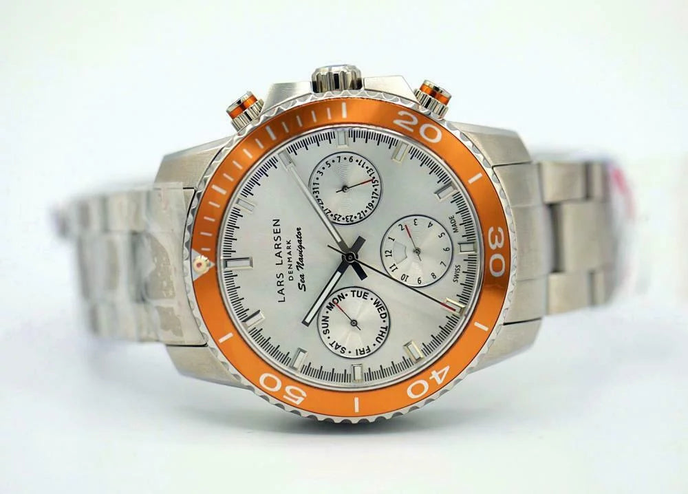 Navigator 134SSOSB Steel Watch Lars Sea Steel Orange Larsen Bezel 46mm Men's