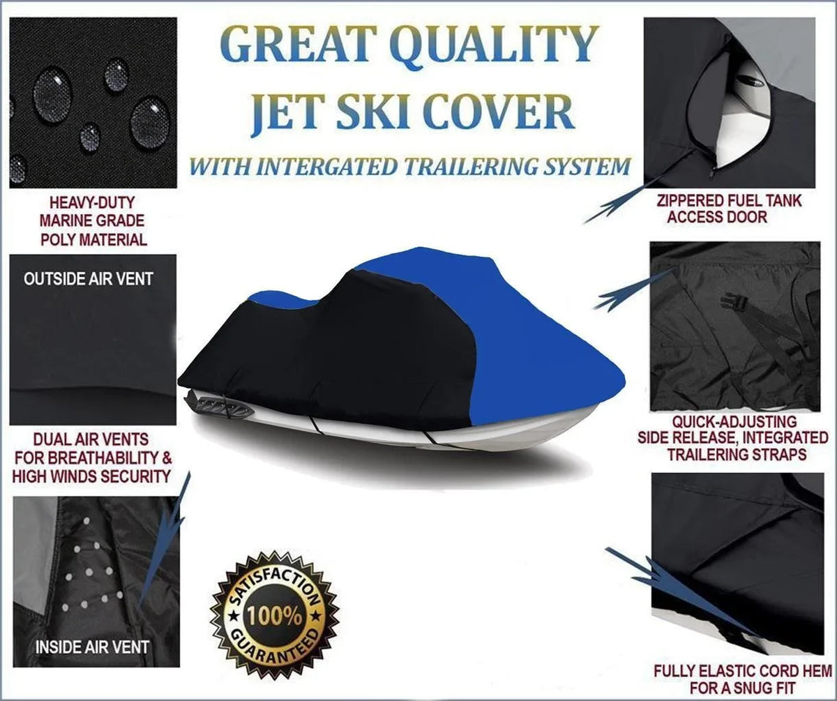 1995 Yamaha 1993 PWC Wave BLACK Ski 1994 1991 VXR DURABLE Runner 600 Jet BLUE Pro Cover Seater 1992 Compatible DENIER / 1996 for 1-2 HEAVY-DUTY,