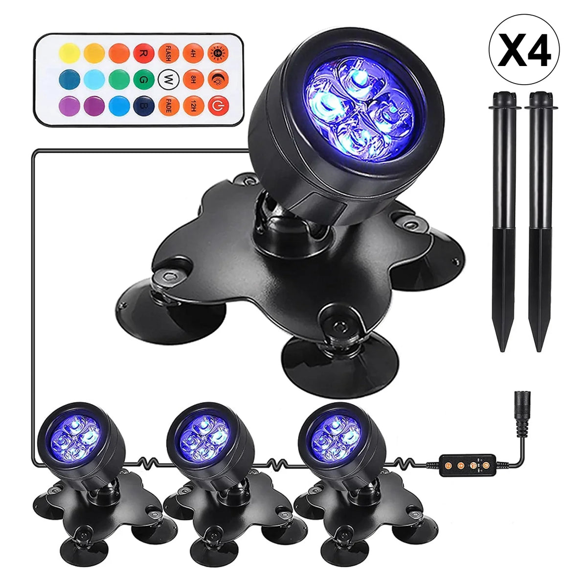 Remote Pool Angle for Rotatable Aibecy Line Pond Diving Patio with Swimming Light Courtyard Fountain Underwater Kit Control