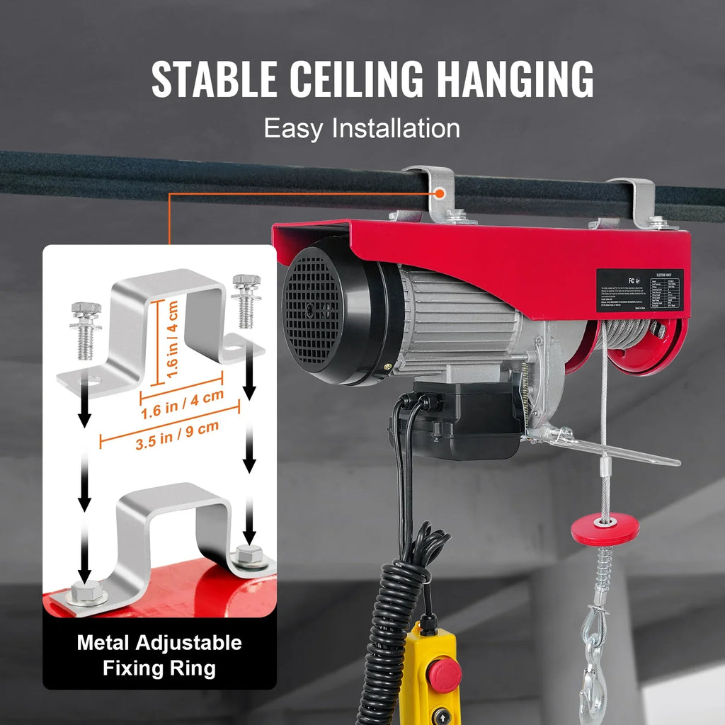 Remote SKYSHALO Electric 480W Hoist Winch 440lbs 110V with Wired Control Crane