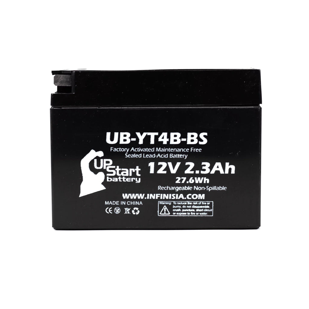(FI) Factory 12V, Replacement 4-Pack 2.3Ah, Activated, Battery UB-YT4B-BS for 400CC Yamaha - 2012 Maintenance Motorcycle SR400 Battery Free, UpStart