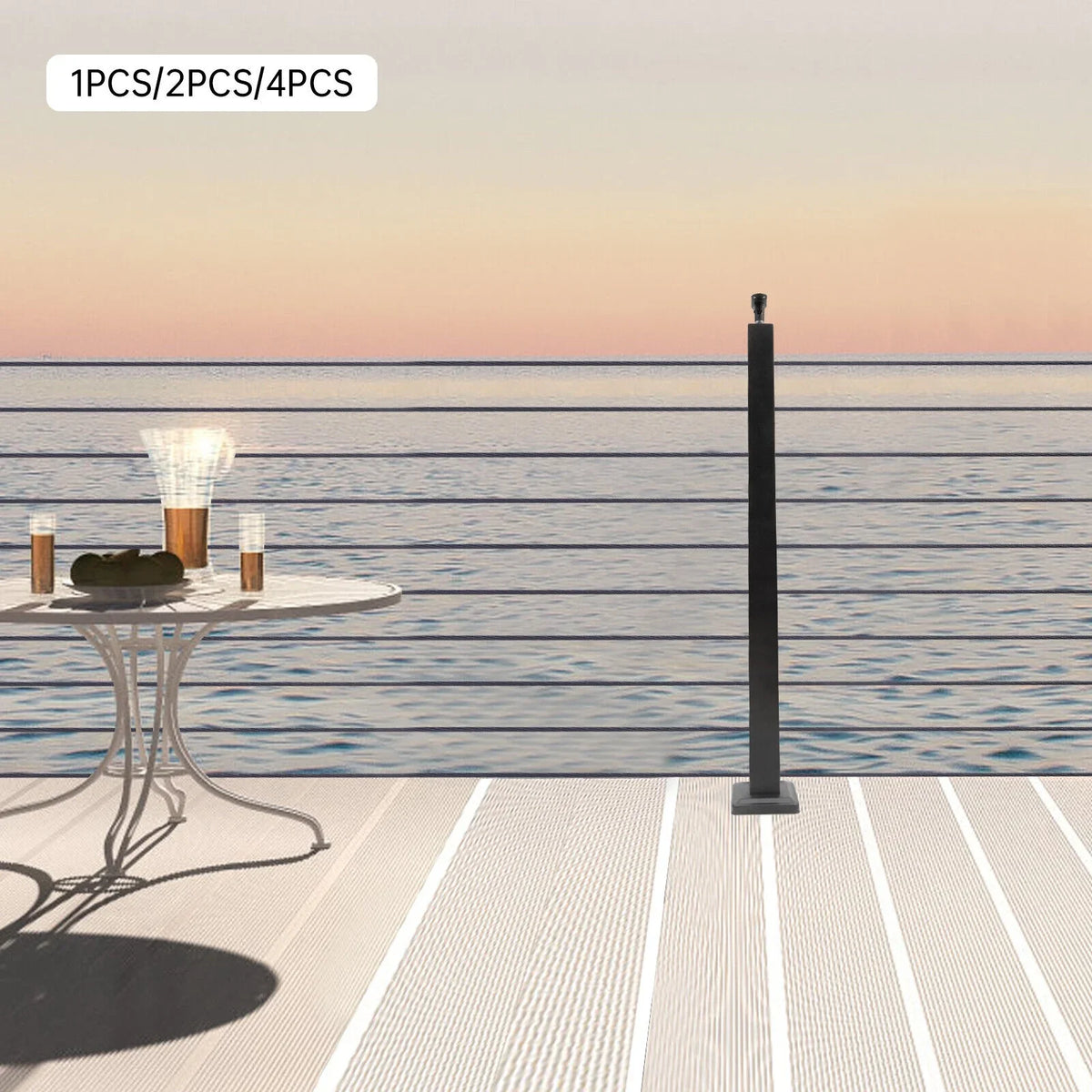 Cable Pre-Drilled Post System Steel Square Concrete Sides Level Deck Two Railing Stainless Wood Railing for Post Level Cable Fence 36''x2''x2''