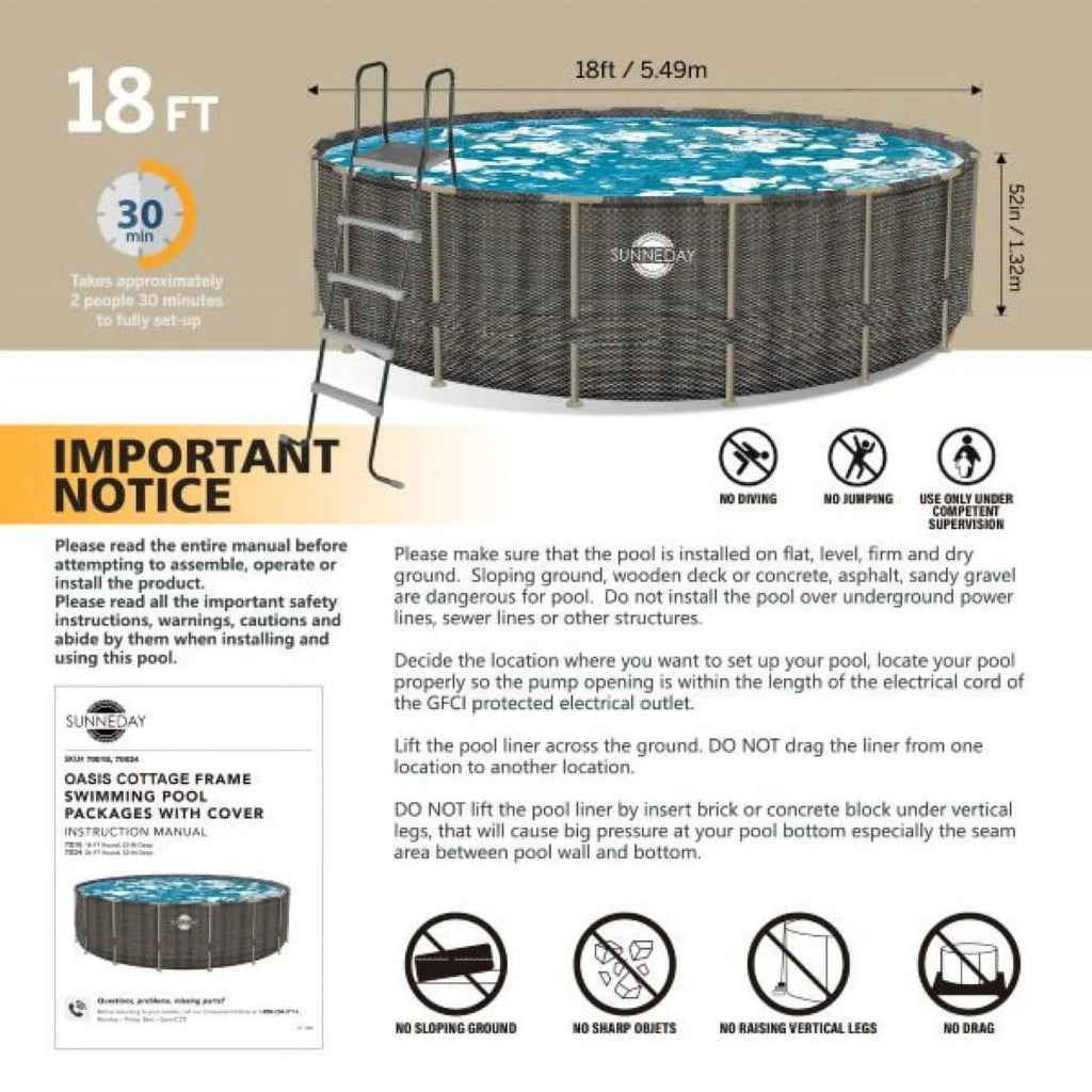 24 Pool ft. Soft-Sided Sunneday Rattan Oasis x in. Round 52