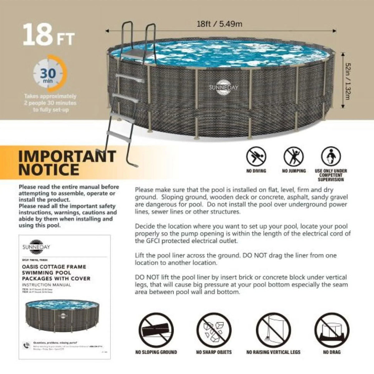 24 Pool ft. Soft-Sided Sunneday Rattan Oasis x in. Round 52