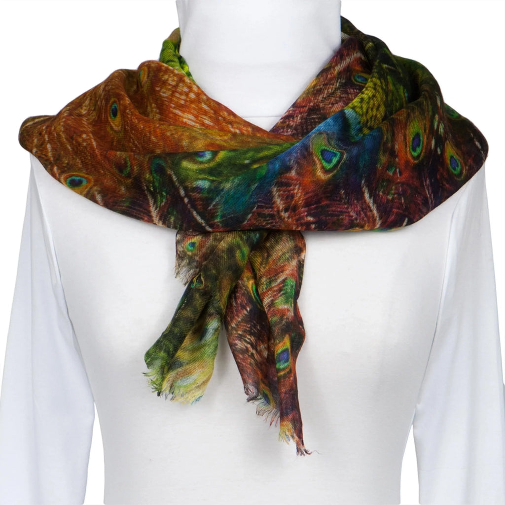 Feathers All-Over Scarf Peacock