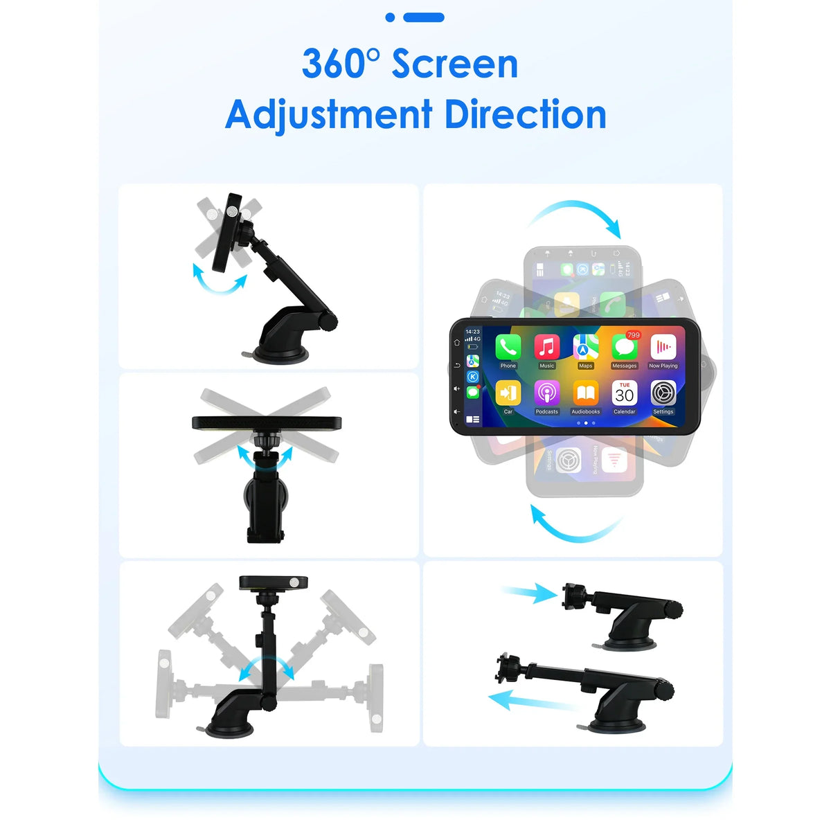 Receiver Hizpo With Backup Bluetooth Unit Head Android GPS Camera 6.25 Auto FM Inch Adjustable And Carplay Navigation Radio Stereo Car 360° Touchscreen
