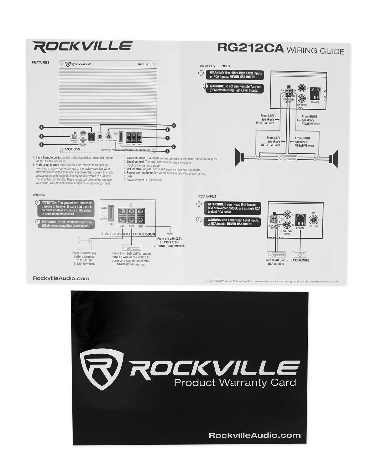 Dual Enclosure+Amp Powered inches Kit Subwoofer RG212CA Vented Rockville 2000w Car 12
