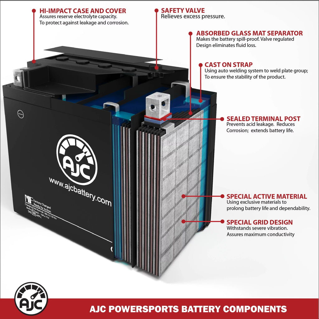 (Ski-Doo) (2009) with Battery BRP Snowmobile Compatible GTx 1200 Battery Se Replacement 1171CC Pro AJC