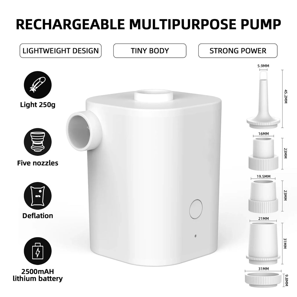 Quick Battery Pumps Deflator Mattress 5 with Swimming Pump Air Air Nozzles 2500mAh Pool Inflatables Electric Ring Pump with Air Inflator USB Toy for Air Bed