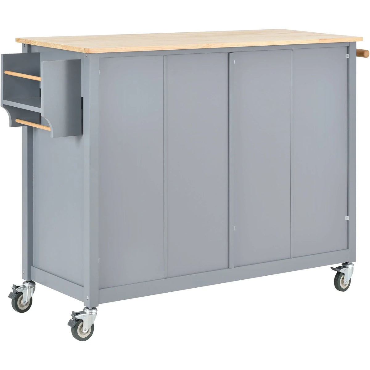 Locking - Wood with and Grey Wheels Top Kitchen Solid Blue Cart Island Granite